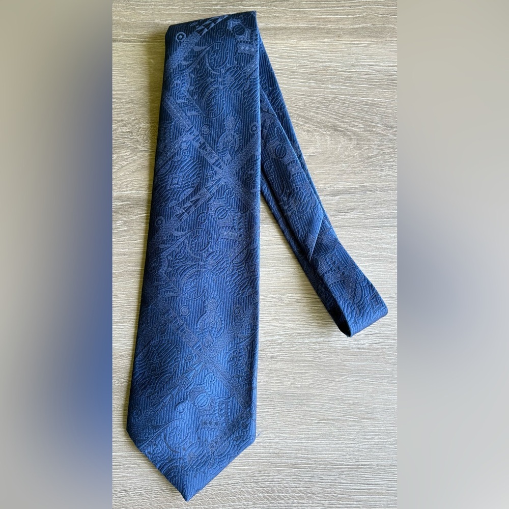 Vintage Montgomery Ward Blue Textured Wide Tie